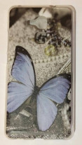 Силиконов гръб ТПУ за Huawei Honor 7 lite NEM-L21 / Huawei Honor 5c сив със сини пеперуди